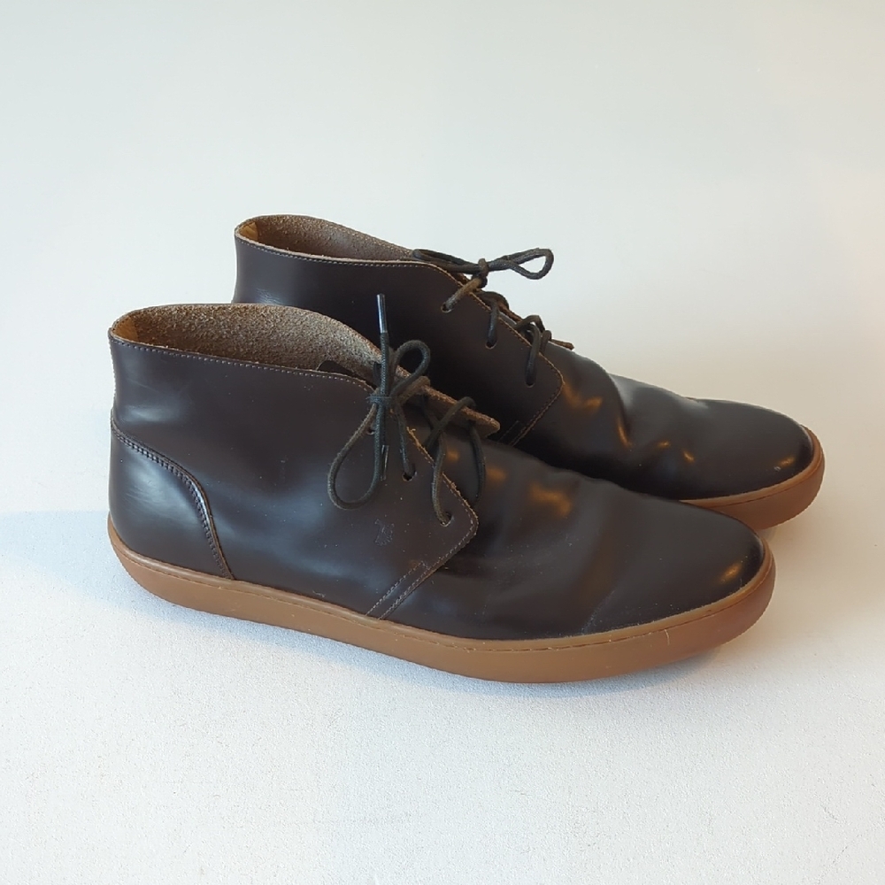 Tod's Dark Brown Matte Shine Leather Boots with Tan Sole Size 11